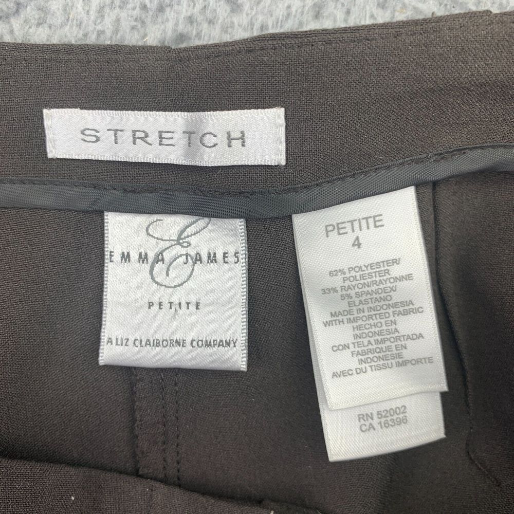 Emma James Pants Womens 4 Petite Brown Mid-Rise Straight Leg Stretch Dress Slack - Picture 4 of 10